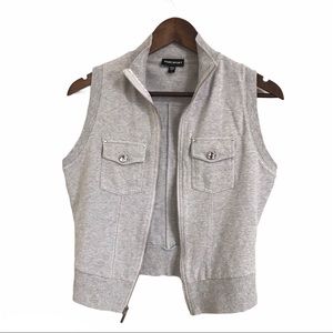 Bebe Sport Heather Gray Outer Wear Sleeveless Front Zipper Vest Sz L